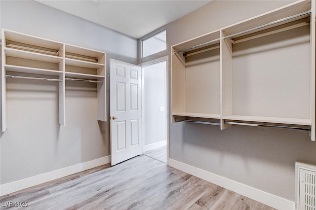 walk in closet featuring light wood-style flooring