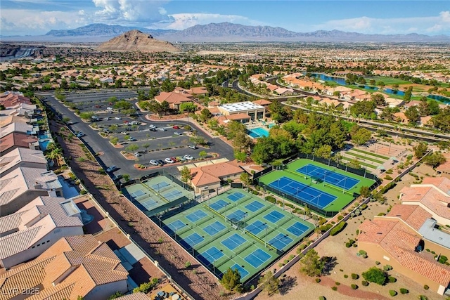 bird's eye view with a mountain view and a residential view