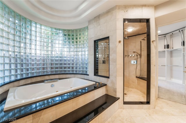 2221 Glenbrook Way, Las Vegas, NV 89117 - bathroom with a garden tub, a stall shower, and tile patterned flooring