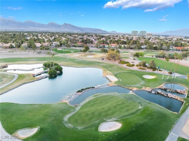 2221 Glenbrook Way, Las Vegas, NV 89117 - aerial view featuring a water and mountain view and view of golf course