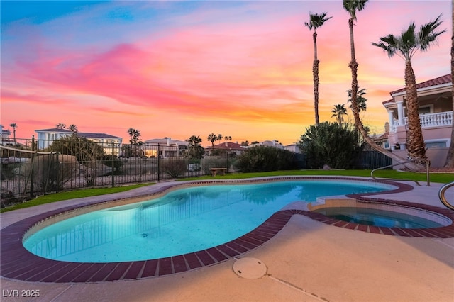 2221 Glenbrook Way, Las Vegas, NV 89117 - view of swimming pool with a patio area, a pool with connected hot tub, and fence