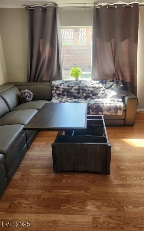 living room with wood finished floors