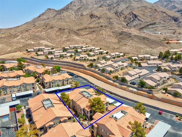 bird's eye view with a mountain view and a residential view