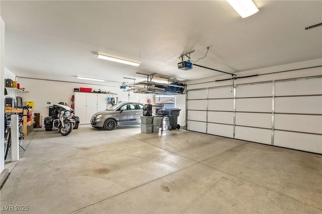 garage with a garage door opener