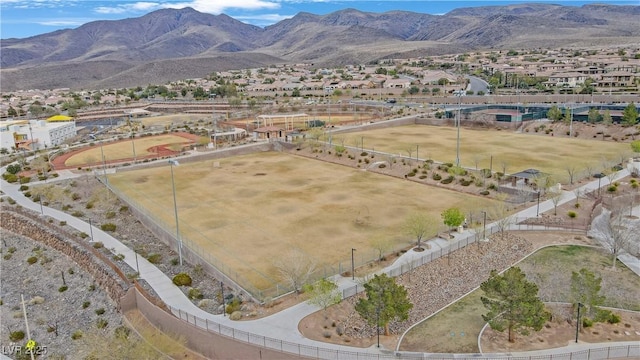 bird's eye view featuring a mountain view