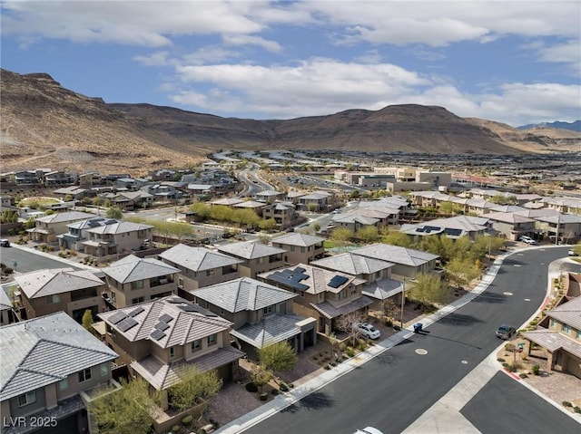 birds eye view of property featuring a residential view and a mountain view