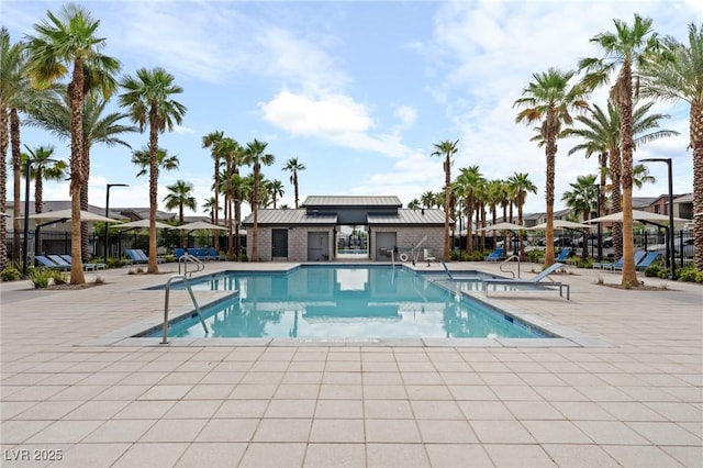 12367 Indigo Montage Rd Unit 3, Las Vegas, NV 89183 - community pool featuring a patio and fence