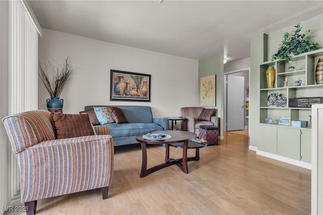 living area featuring light wood finished floors