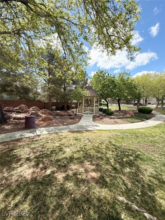 view of yard with a gazebo