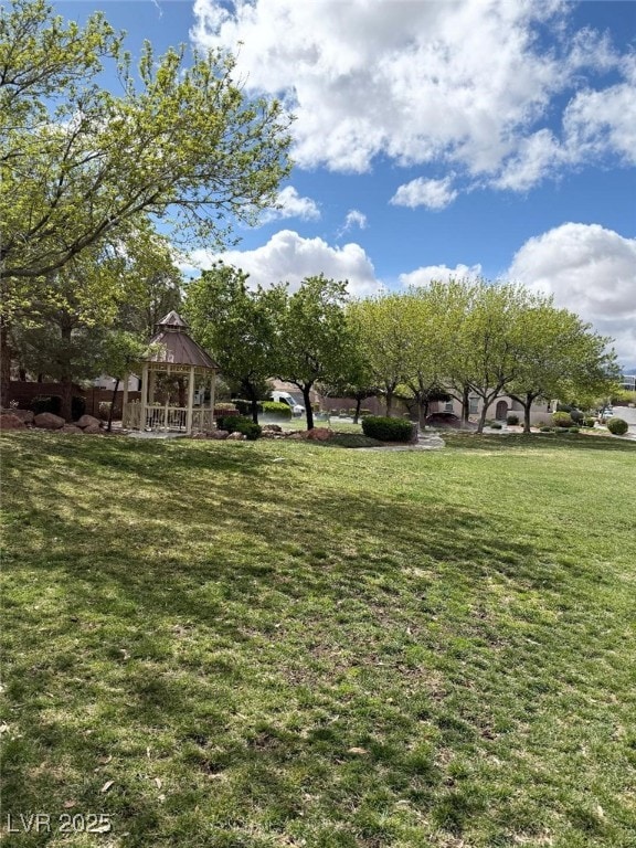 view of yard with a gazebo