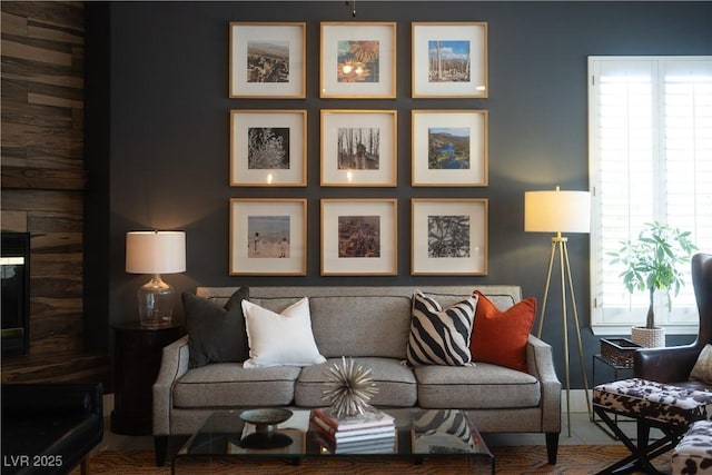 living room featuring a healthy amount of sunlight