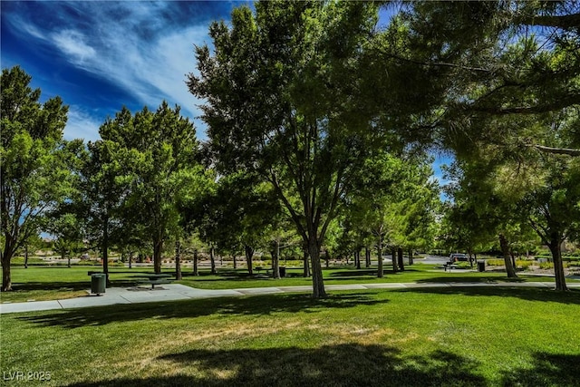 view of home's community with a lawn