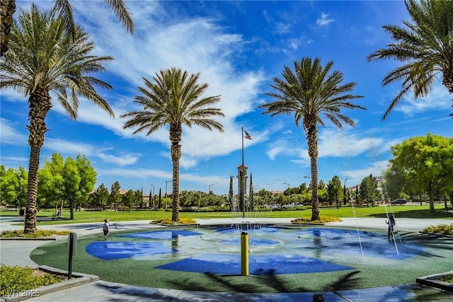 view of property's community featuring a lawn