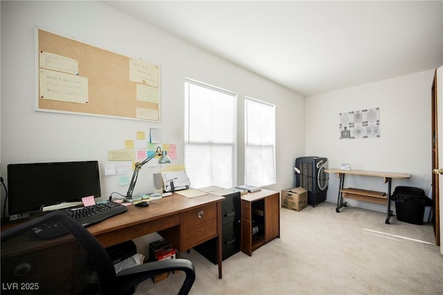 office area with light colored carpet