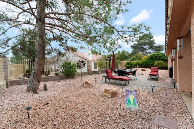 view of yard with a patio area and fence