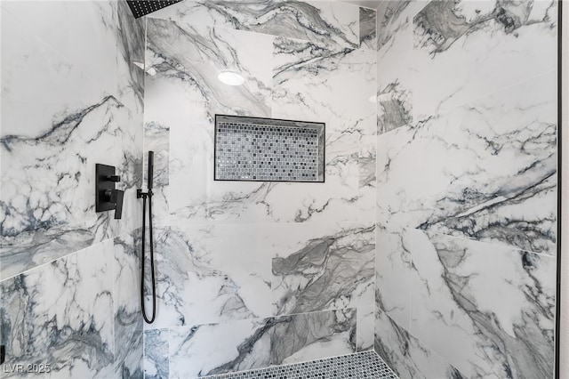 details with a marble finish shower