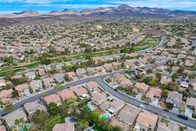 aerial view with a residential view and a mountain view