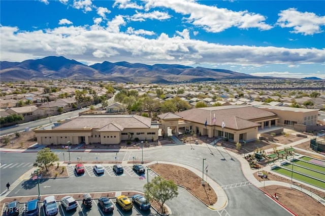 birds eye view of property with a residential view and a mountain view