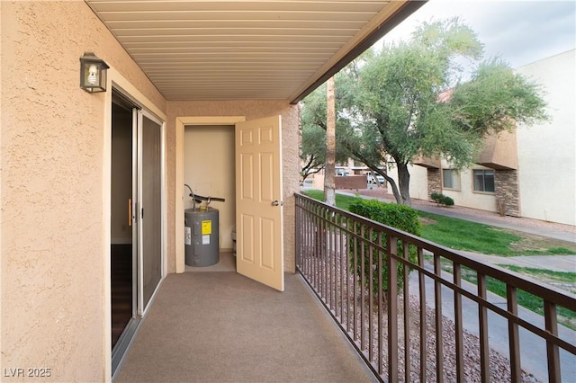 balcony featuring electric water heater