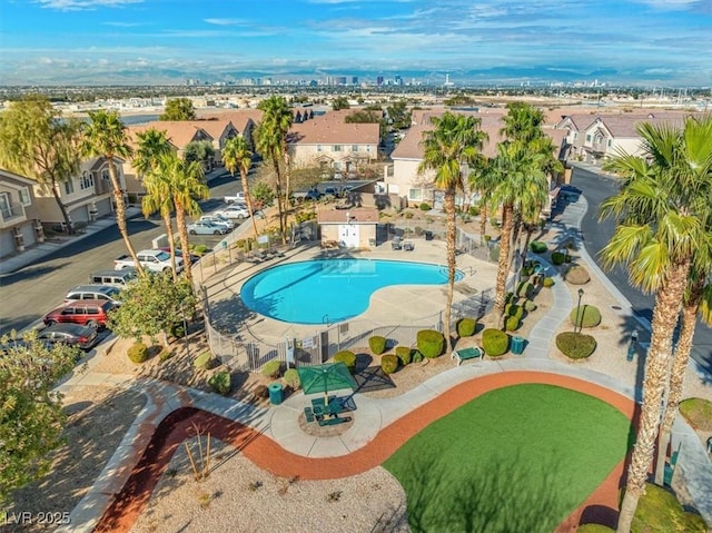 birds eye view of property featuring a residential view