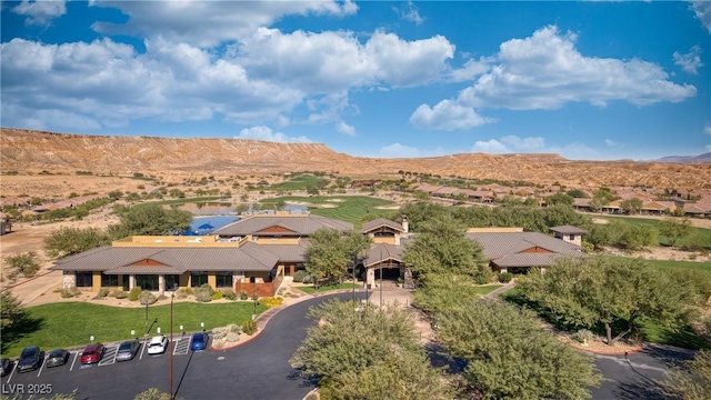 bird's eye view with a mountain view