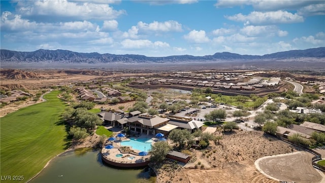 aerial view with a mountain view