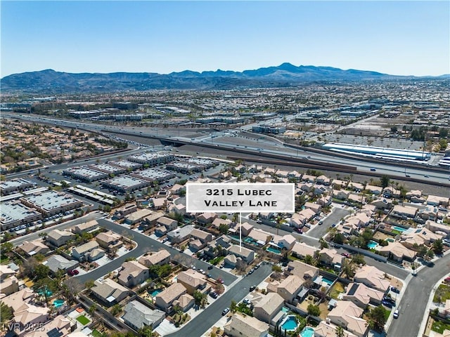 drone / aerial view with a mountain view