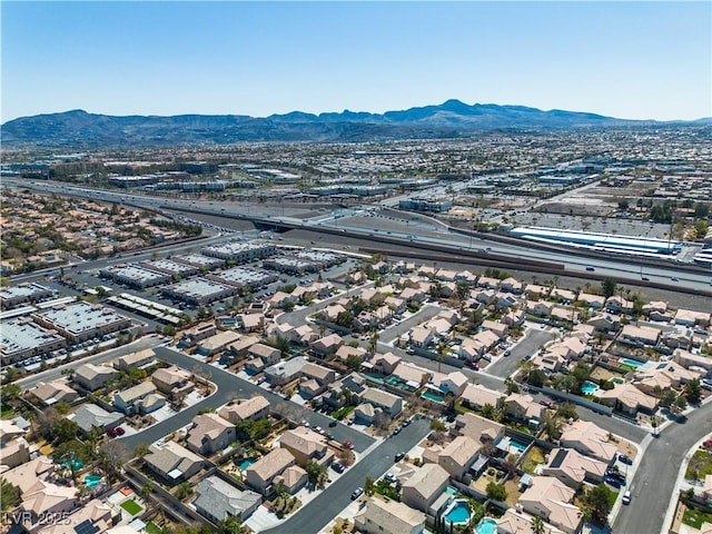 drone / aerial view with a mountain view