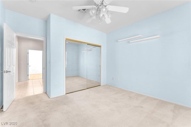 1596 Fieldbrook St, Henderson, NV 89052 - unfurnished bedroom with carpet flooring, a closet, and a ceiling fan