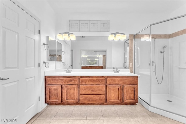 1596 Fieldbrook St, Henderson, NV 89052 - full bath featuring a stall shower, tile patterned floors, and double vanity