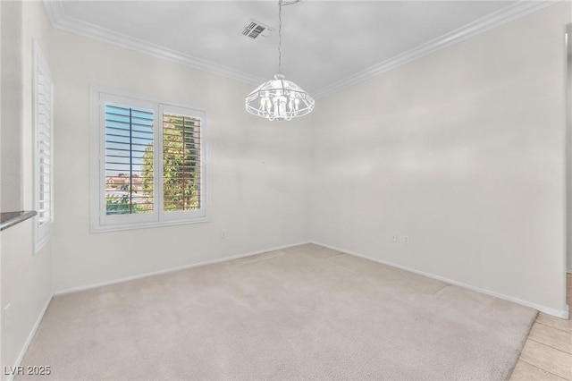 1596 Fieldbrook St, Henderson, NV 89052 - spare room with a chandelier, ornamental molding, light carpet, and baseboards