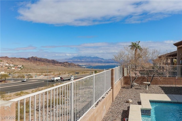 exterior space featuring a mountain view