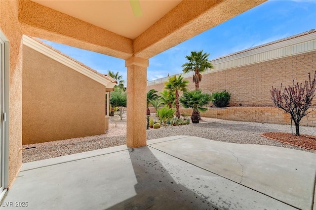 view of patio featuring a fenced backyard