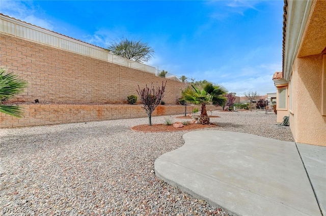 view of yard featuring a fenced backyard and a patio area