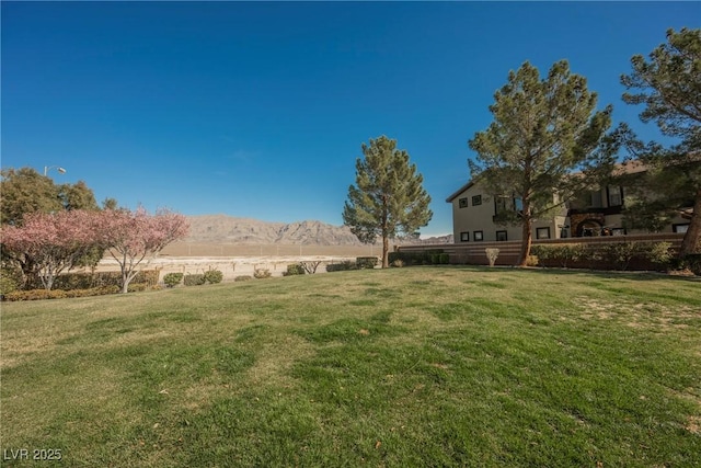 view of yard featuring a mountain view