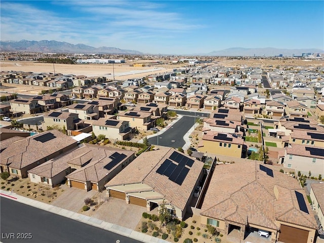 birds eye view of property featuring a residential view and a mountain view