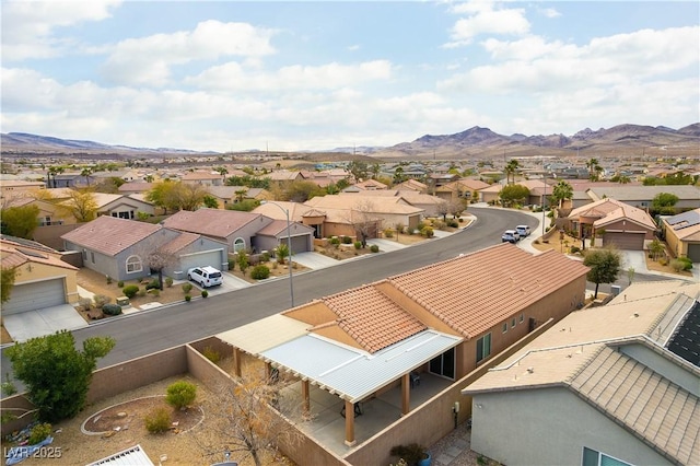 aerial view with a residential view and a mountain view