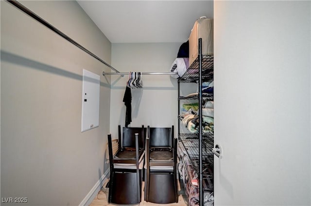 walk in closet with electric panel