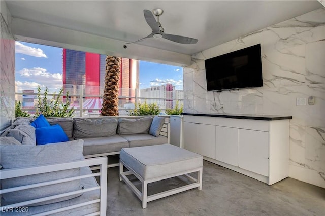 view of patio / terrace with outdoor lounge area and ceiling fan