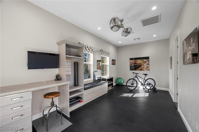 294 Besame Ct, Las Vegas, NV 89138 - workout area featuring baseboards, recessed lighting, and visible vents