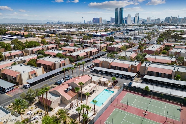 birds eye view of property featuring a view of city