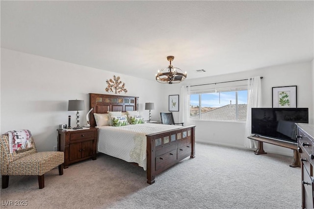 6346 Rock Strm Ln, Las Vegas, NV 89141 - carpeted bedroom featuring a chandelier and visible vents