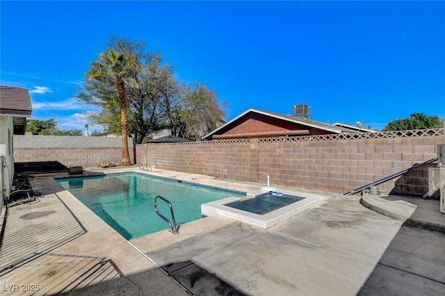 view of pool with a patio area, a fenced backyard, and a fenced in pool