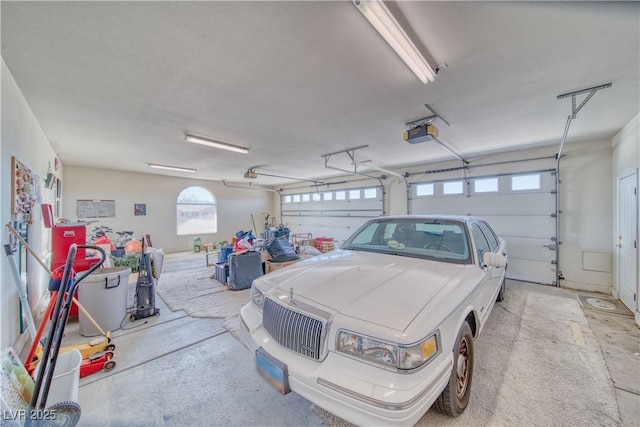 garage with a garage door opener