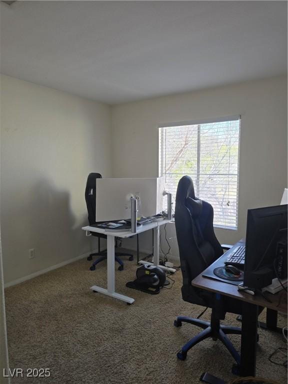 carpeted office with baseboards