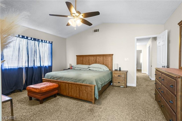 3258 Del Marino St, Las Vegas, NV 89121 - bedroom featuring lofted ceiling, light carpet, and a ceiling fan