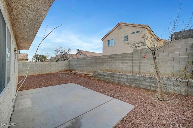 view of yard with a patio and a fenced backyard