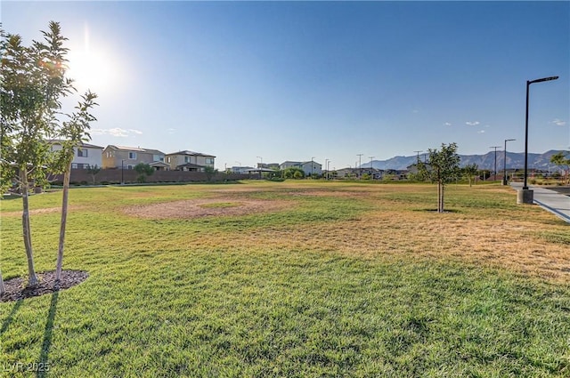 view of yard with a mountain view