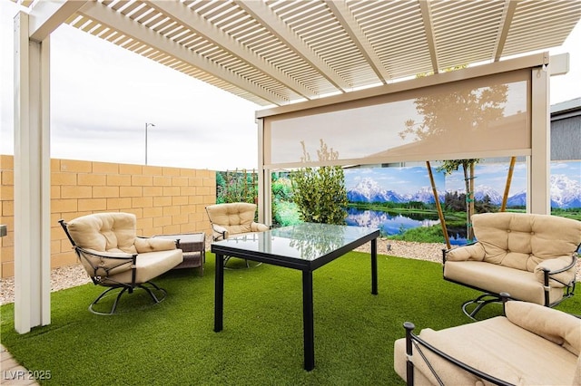 view of patio / terrace featuring a pergola