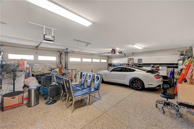 garage with a garage door opener